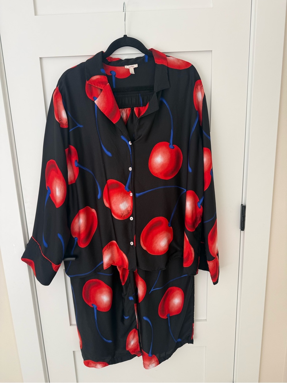 Anthropologie LyreBird Silky Cherry Pajama Set XL